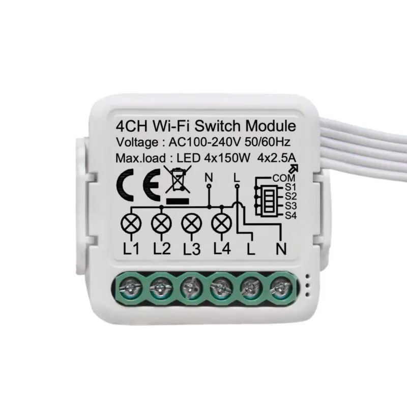 مفتاح ذكي صغير (4 قنوات) مع واي فاي - Wifi Smart Switch 4 Channel